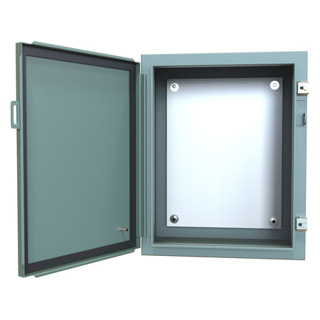 HAMMOND MFG. N12 Wallmount Enclosure with Panel, 20 x 16 x 10, Steel/Gray 1418C10